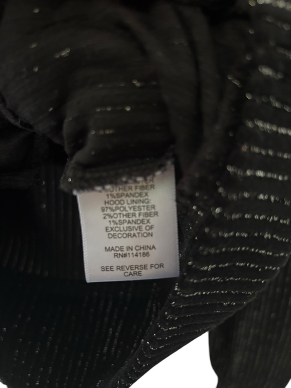 Juicy Couture Black Metallic Ribbed Velour Zip Hoodie Cropped Size S Y2K - Picture 7 of 10